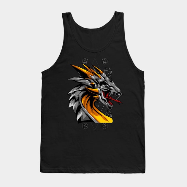 dragon head line art Tank Top by SHINIGAMII